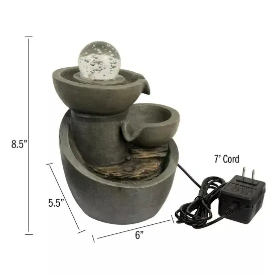 Tabletop Water Fountain Rolling Glass Ball Led Lights Shallow Pool Bowls {3}