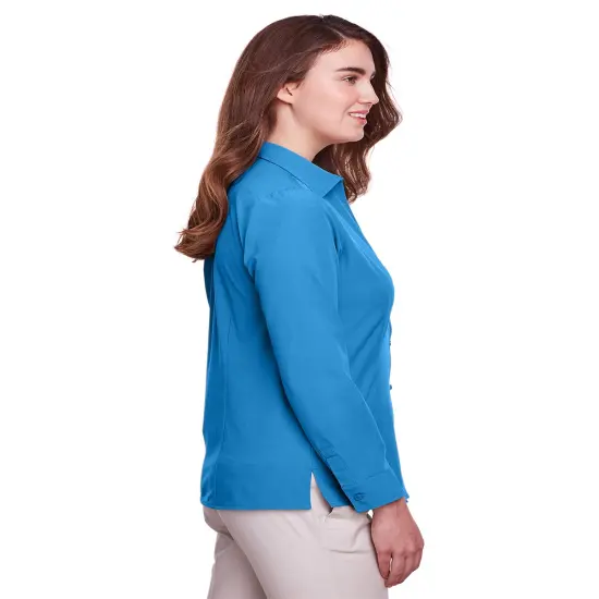 UltraClub&reg; Ladies Bradley Performance Woven Shirt Navy {5}
