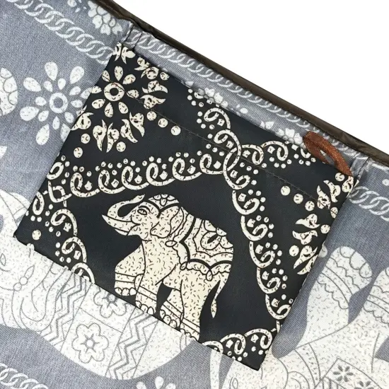 Wrapables Large & Small Foldable Tote Nylon Reusable Grocery Bags, Set of 2, Black Regal Elephants {4}