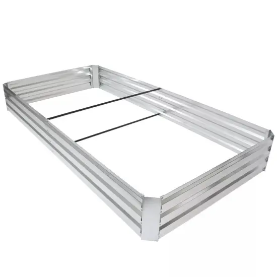 Galvanized Steel Rectangle Raised Garden Bed - 4' x 8' - Gray {3}