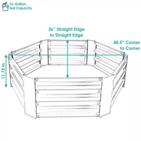 Galvanized Steel Hexagon Raised Garden Bed - 40 in - Woodgrain {2}