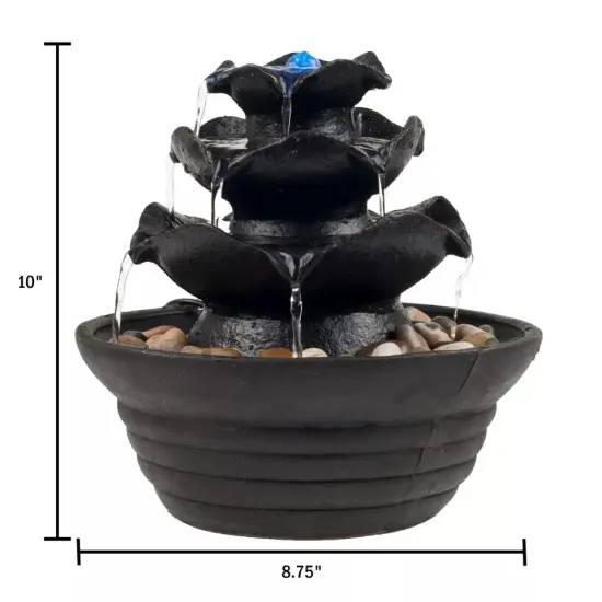 Tabletop Electric Water Fountain 3 Tier Cascading Indoor Waterfall w/ LED Light {4}