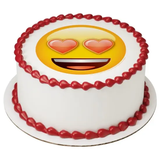 emoji&trade; Heart Eyes Edible Cake Topper Image 7.5" Round {1}