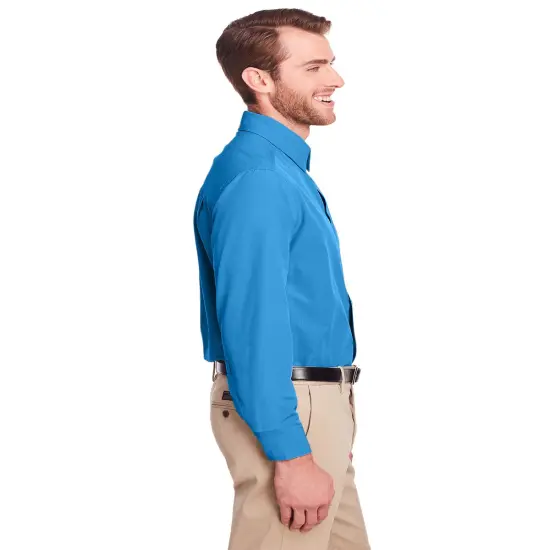 UltraClub&reg; Men's Performance Woven Shirt Columbia Blue {6}