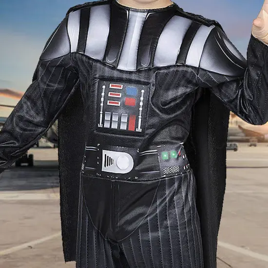 Toddler Darth Vader Costume with Padded Jumpsuit and Cape {4}