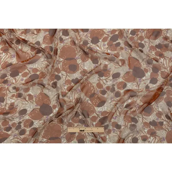 1 Yard Cinnamon Cream Plum Leaves Berries Silk Chiffon 45 inch Width {2}