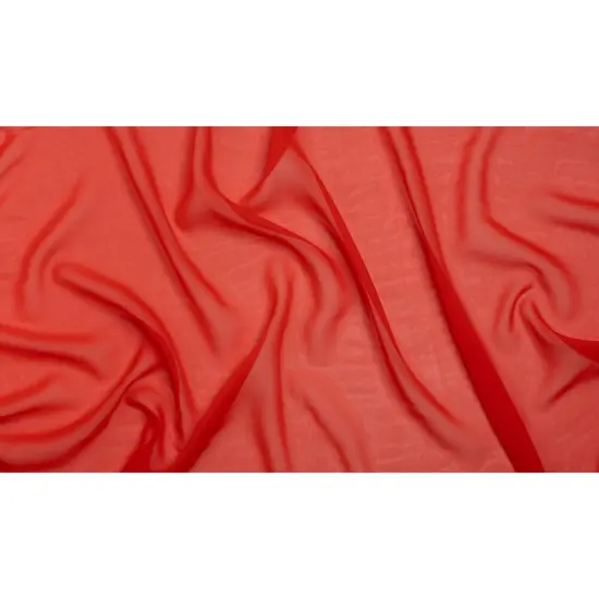 1 Yard Red Orange Silk Georgette Vibrant Designer Deadstock Fabric 45 inch Width {3}