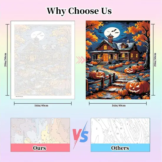 Halloween House Paint by Numbers Kit - 16X20 Inch {3}