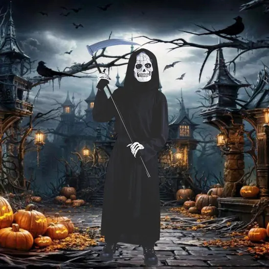 Grim Reaper Dress Up Costume for Boys Halloween {4}
