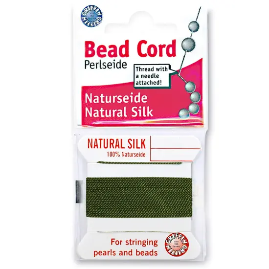 Size 16 Griffin Bead Cord 100% Natural Silk Olive {1}