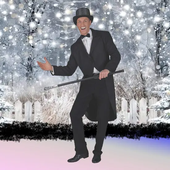 Black Tailcoat Costume Adult Long Jacket Formal Halloween Wear {1}