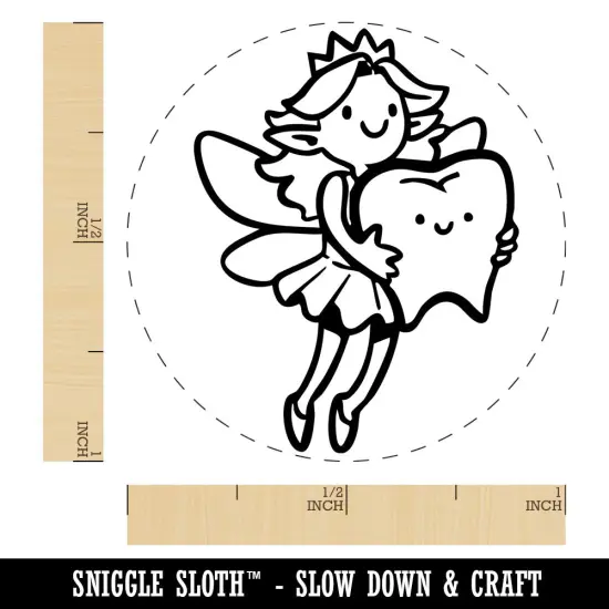 Tooth Fairy with Large Molar Flying Pixie Self-Inking Rubber Stamp Crafting Green {1}