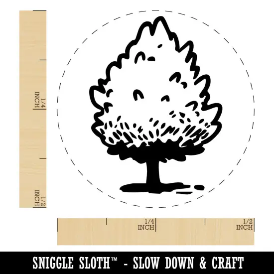 Hand Drawn Pine Bushy Tree Plant Self-Inking Rubber Stamp Crafting Planners UV {1}
