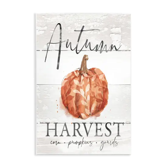 Autumn Harvest Seasonal Rustic Patterned Pumpkin Sign Wall Plaque Art {1}