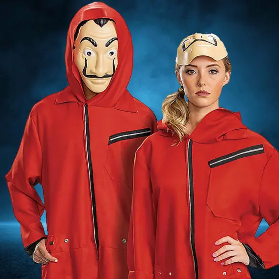 Money Heist Adult Costume Red Jumpsuit with Mask Netflix Series Large {5}