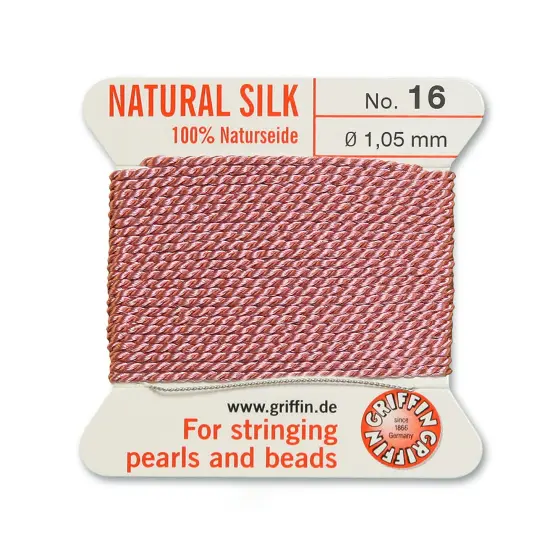 Size 16 Griffin Bead Cord 100% Natural Silk Dark Pink {2}