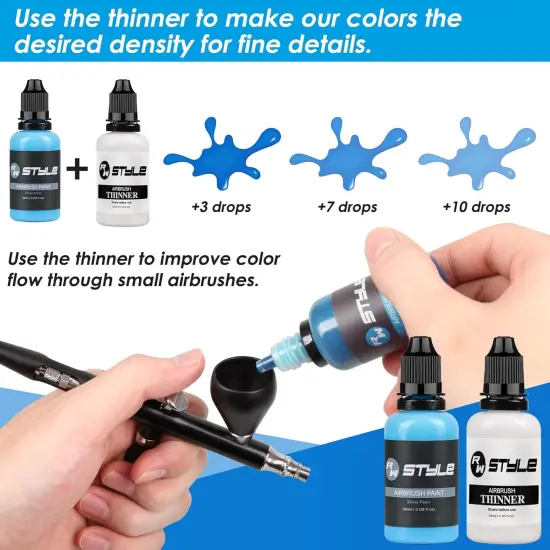 Airbrush Paint - 44 Colors with 4 Thinner Airbrush Paint Set {4}