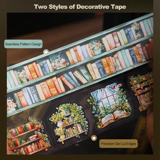 6 Rolls Mixed Pre-Cut and Continuous Tape with Clip (Cozy Reading) {3}