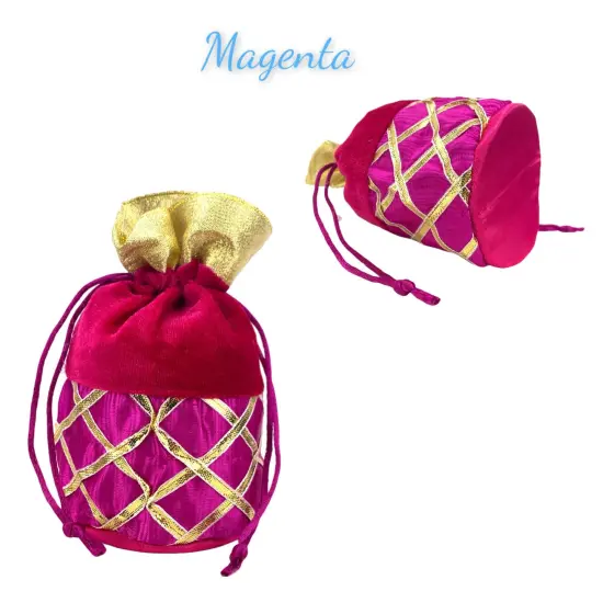 Indian Potli Women Velvet Hand Bags,wedding Return Gifts, Eid Gifts, Pooja Favors, Housewarming Baby Shower , Nikah Favor {4}