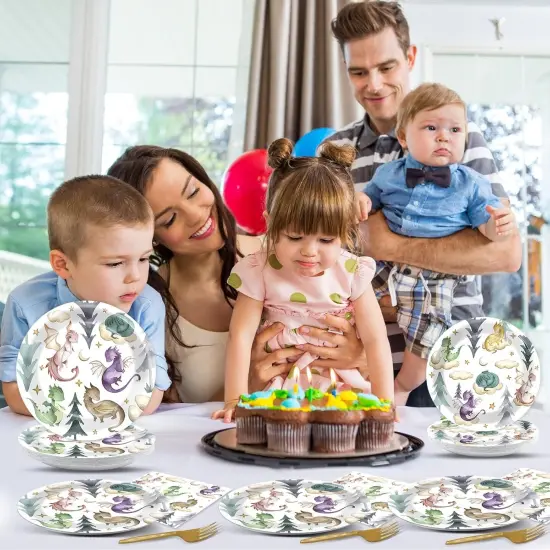96 Pieces Dragons Party Plates {5}