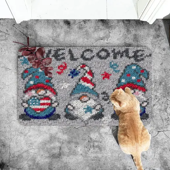 Latch Hook Kits for Adults Kids Tapestry Kits DIY Needlework Doormat Creative Gift Home Decoration 20.5Inch X13.8Inch (Gray) {6}