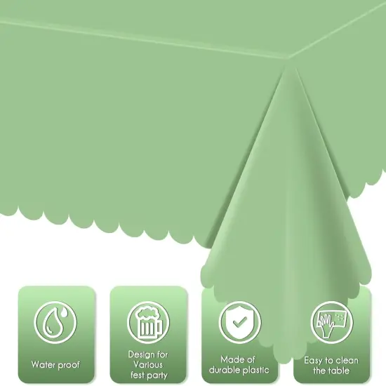6 Pack Plastic Sage Green Table Cover for Wedding {3}