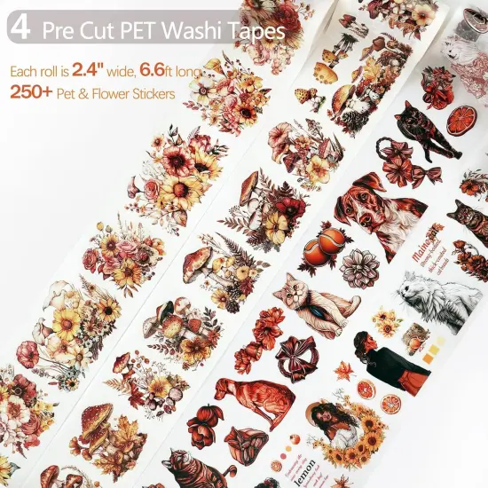 Girl Flower Pet Stickers - Washi Tape Set {2}