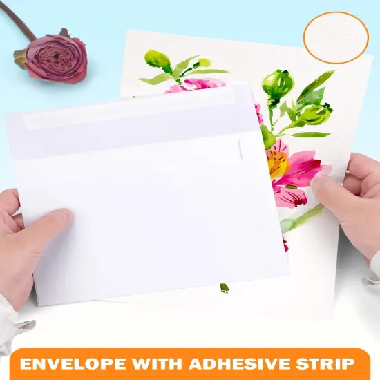Watercolor Cards and Envelopes Set - 50 Folded 5x7 Inch {2}
