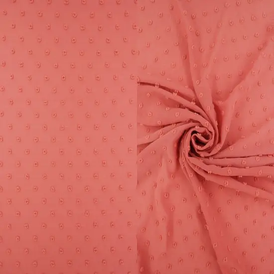 Waffle Swiss Dot Chiffon Fabric 100% Polyester 59/60&Prime; Wide ROSE DK {1}