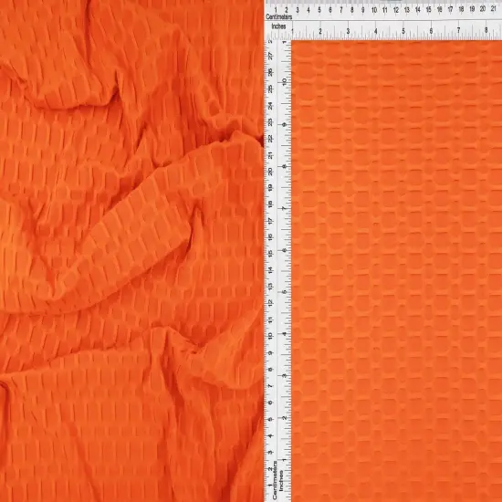 1 Yard Honeycomb Knit Solid Stretch Jacquard Fabric 58/60 Inch Wide ORANGE NEW {1}