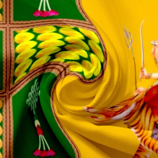 Durga Maa Backdrop 5x8 Feet Indian Traditional Cloth Laxmi Pujan Decor Indian Diwali Decor Pooja Wall Decor Indian Wall Art Photo Decor Banner Decorative Pooja Cloth Navratri Decor {2}