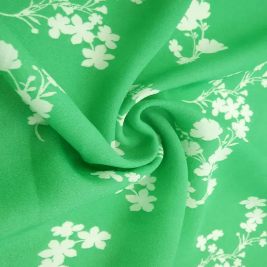 1 Yard Wool Dobby Floral Print Fabric, 58/59&Prime; Wide 100% Polyester GREEN {5}