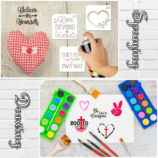 Small Stencils for Painting on Wood Reusable, 3 Inch Reusable Stencil for Craft Ornament Paint Template Stencils for Wall Card Rock Wood Signs Coasters Canvas Home Decor (Bible Words) {3}