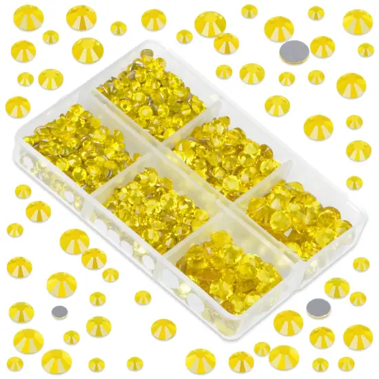 6000 Pieces Citrine Non Hotfix Rhinestones 6 Sizes Round Crystal {3}
