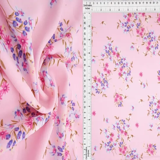 1 Yard CEY Floral Print Woven Fabric Lightweight Soft Drape 58/59" Wide PINK {1}