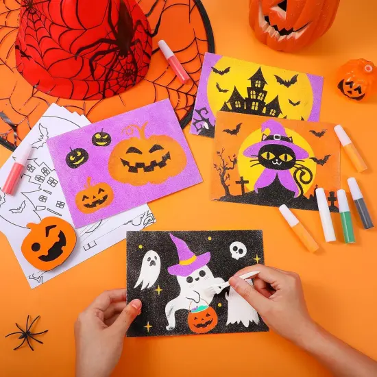 30 Sets Halloween Sand Art Kits for Kids DIY Craft Pumpkin Witch {4}