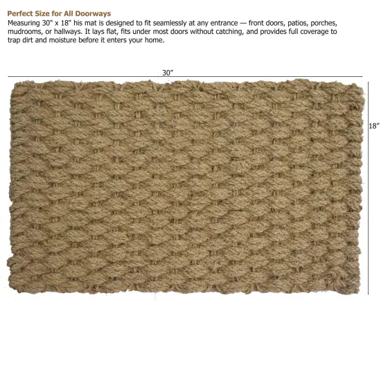 Gardenised Heavy Duty Coco Coir Doormat Non Slip PVC Baking Embossed Welcome Design Natural Coconut Fiber Floor Mat for Front Door Porch Patio Entryway Garage Mudroom & Outdoor Use 18x30" Nautical Braid {5}