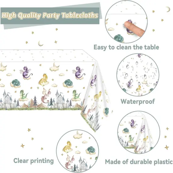 98 Pcs Watercolor Dragon Party Tableware Set - 24 Guest {5}