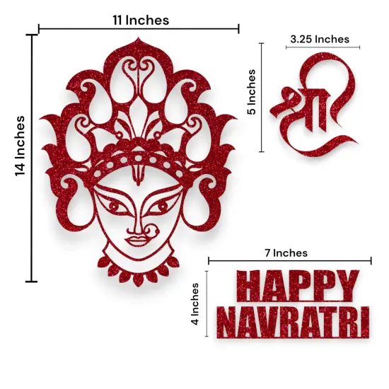 Happy Navratri Cutout, Happy Navratri Sign, Mata Face, Navratri Decoration, , Navratri Home Decor, Navratri Backdrop, Navratri Puja Silver {4}