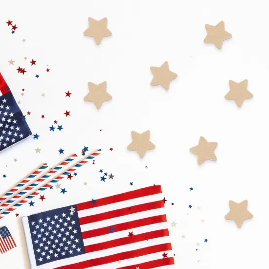 100 Pcs Patriotic Mini Wood Star for Craft {3}