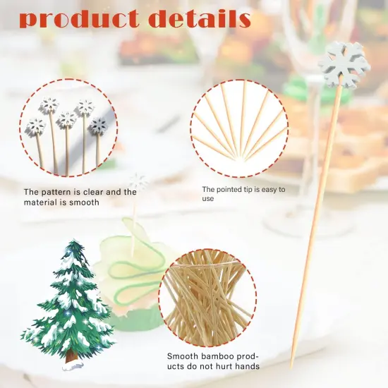 100pcs Snowflakes Cocktail Picks 4.9" Long {1}