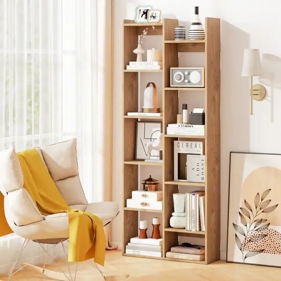 11-Tier Modern Bookcase with Anti-Tipping Kits and Open Storage Shelves Natural {1}