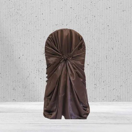 1 Piece Satin Self Tie Universal Event Chair Cover Chocolate {3}