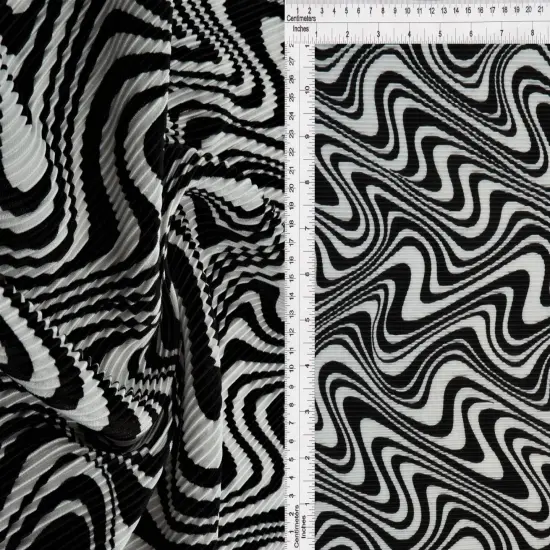 1 Yard Abstract Geo Bodre Interlock Pleated Fabric Lightweight 58/60" Inches Wide BROWN/SAND {5}