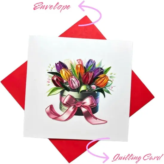 Handmade Quilling Tulip Flower Box Card &ndash; 3D Pop-Up {3}
