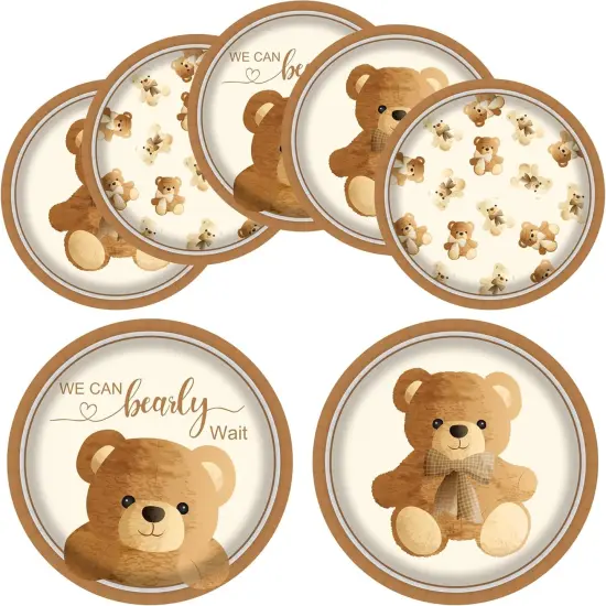 48Pcs Baby Shower Teddy Bear Paper Plates {2}