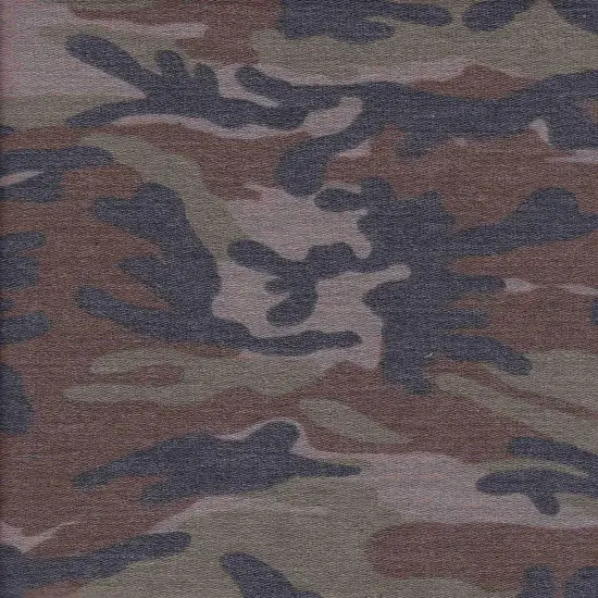 French Terry Camouflage Print Fabric 1 Yard Soft Stretch Cozy Texture 58/60" Wide Grey {4}