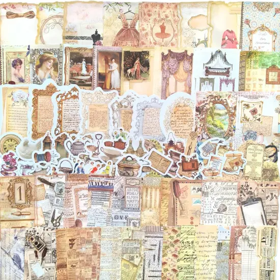 200 Pcs Vintage Cottagecore Scrapbook Stickers {1}