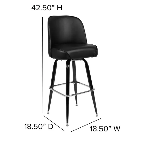 Emma and Oliver Metal Barstool with Swivel Bucket Seat Black {4}