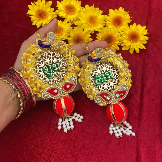 Shubh Labh Diwali Meenakari Rangoli Hangings, Traditional Indian Hindu Gift & Decor Item for Home Office Floor / Wall Hanging Decoration {2}